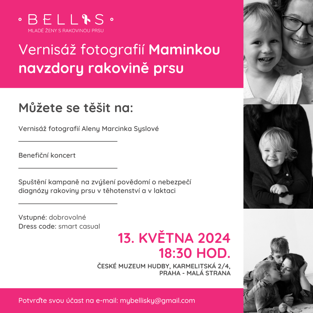 Pozvánka na vernisáž fotografií a benefiční koncert s názvem “Maminkou navzdory rakovině prsu”